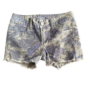 American Eagle Outfitters Womens Paisley Printed Distressed Denim Shorts Size 00